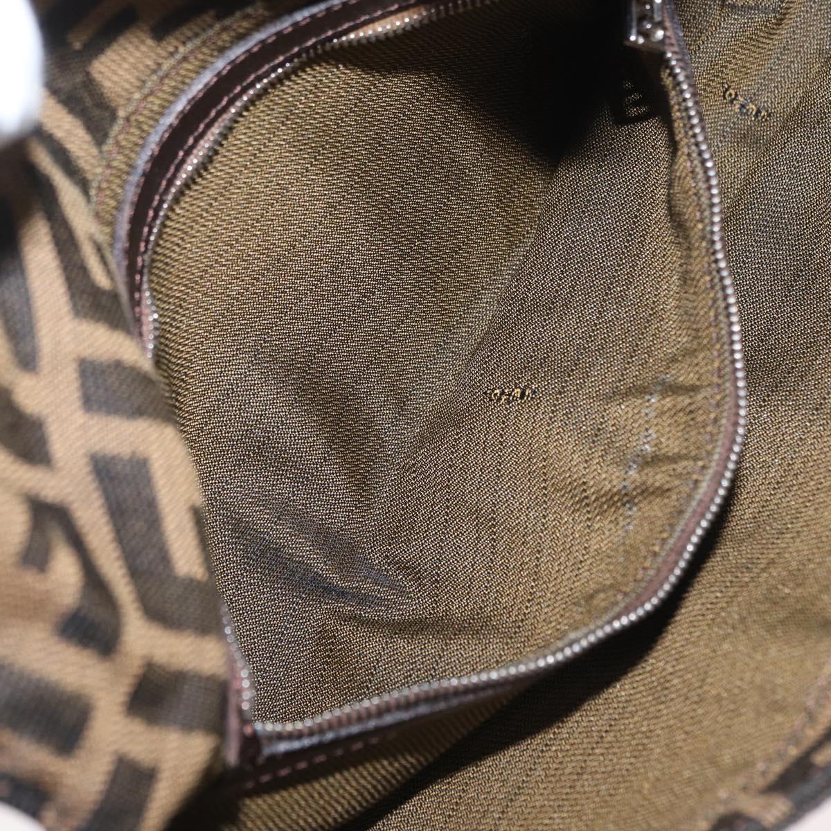 FENDI Zucca Canvas Mamma bucket Shoulder Bag Brown Silver Auth am10859SAV