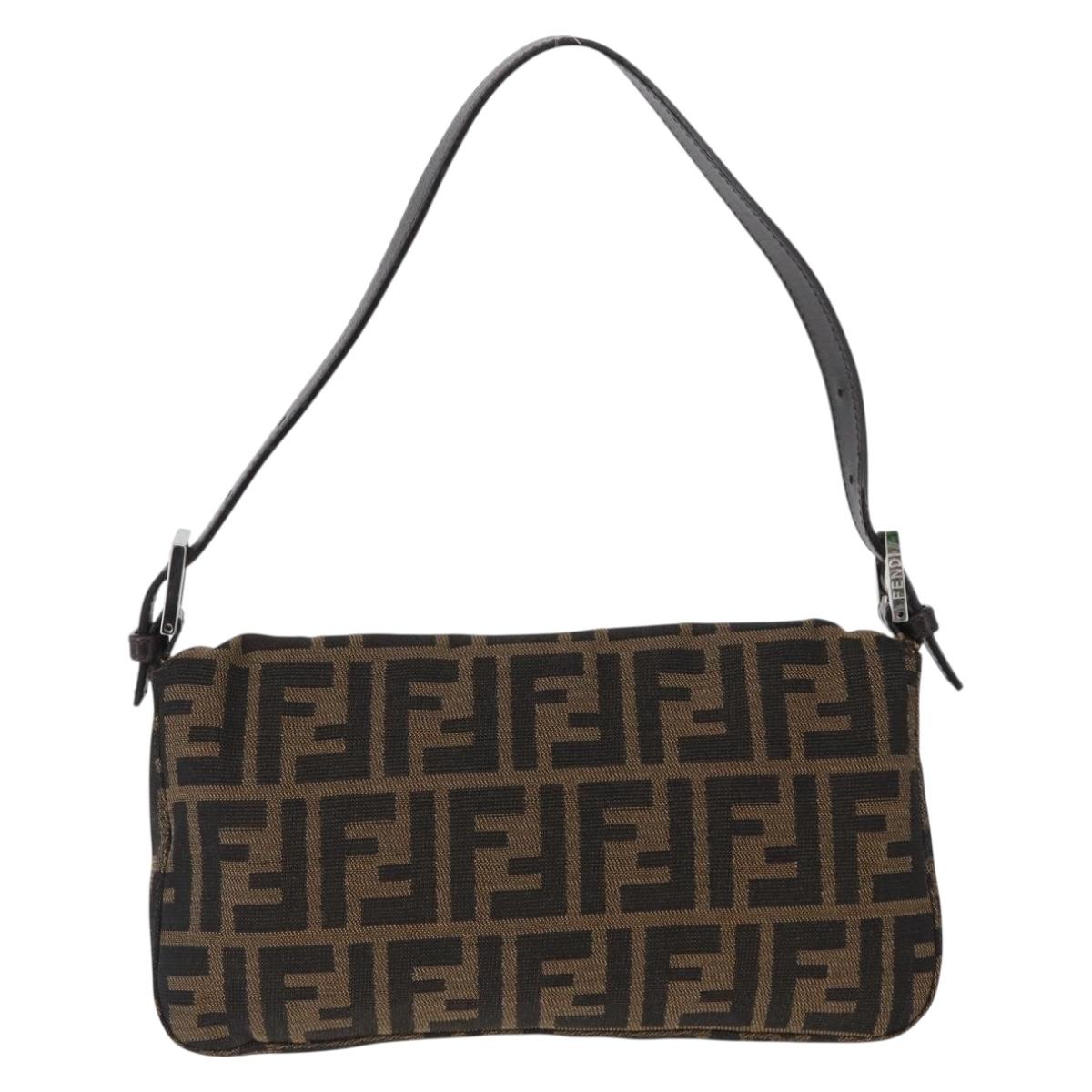 FENDI Zucca Canvas Mamma bucket Shoulder Bag Brown Silver Auth am10859SAV