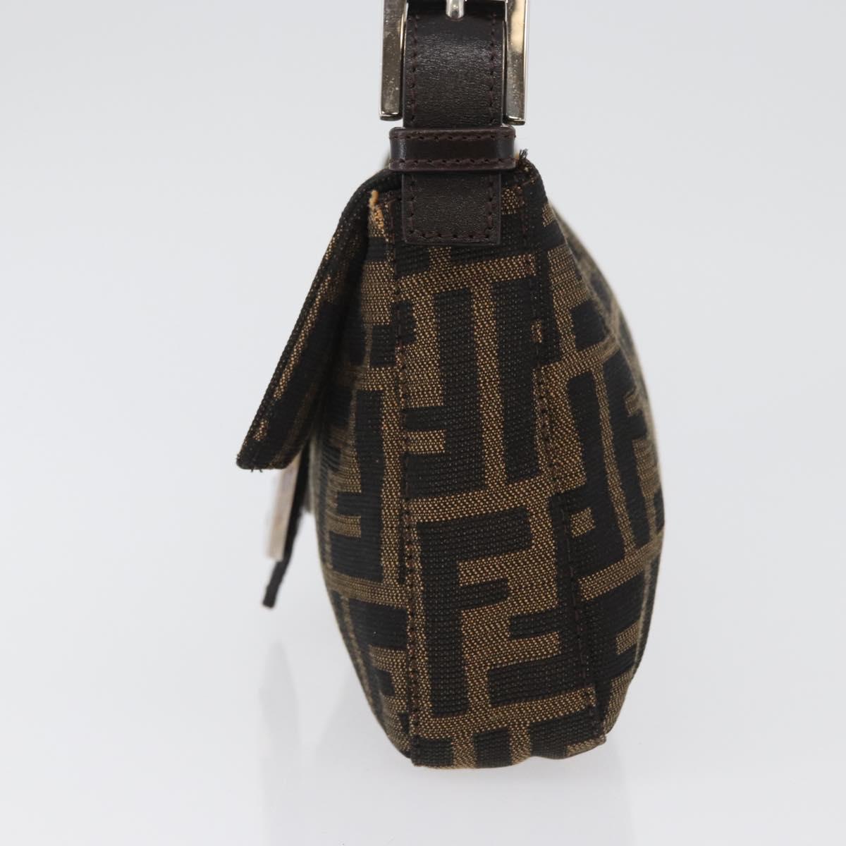 FENDI Zucca Canvas Mamma bucket Shoulder Bag Brown Silver Auth am10859SAV