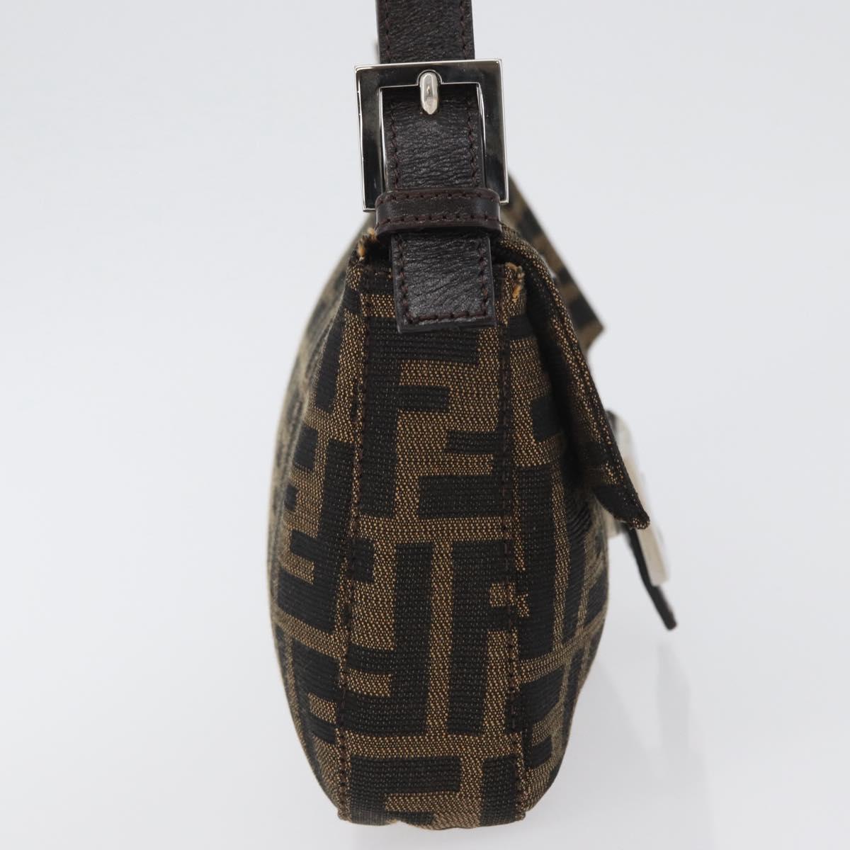 FENDI Zucca Canvas Mamma bucket Shoulder Bag Brown Silver Auth am10859SAV