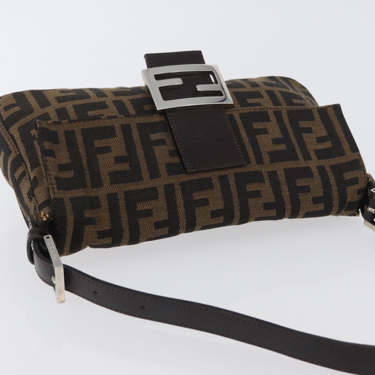 FENDI Zucca Canvas Mamma bucket Shoulder Bag Brown Silver Auth am10859SAV