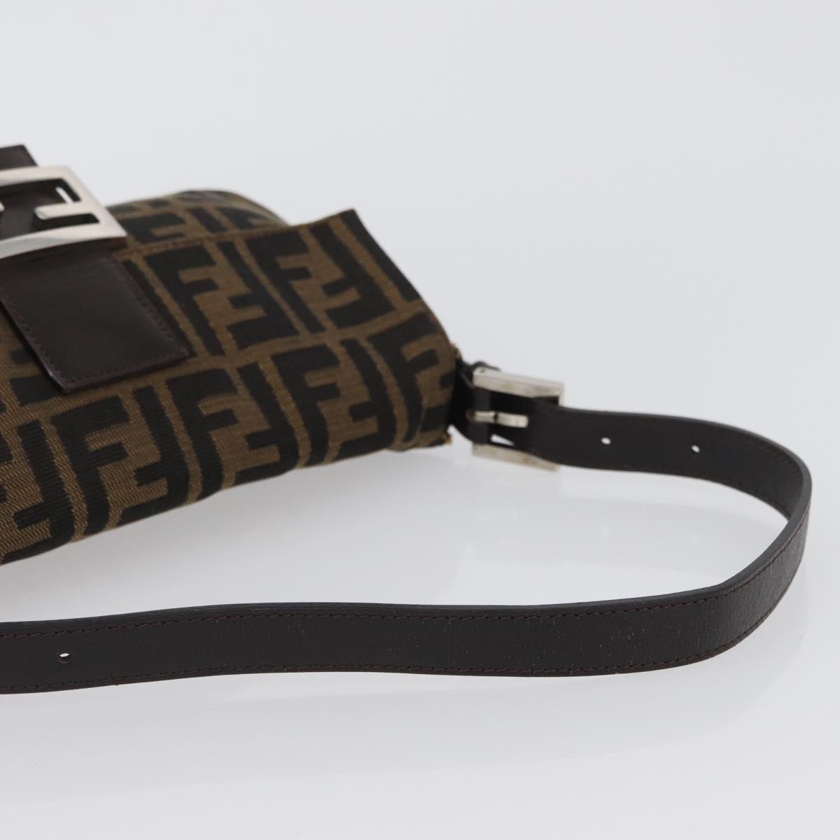 FENDI Zucca Canvas Mamma bucket Shoulder Bag Brown Silver Auth am10859SAV