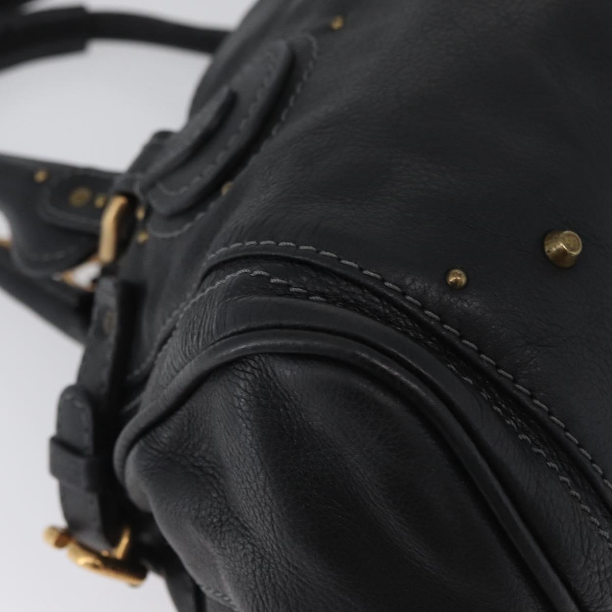 Chloe Paddington Hand Bag Leather Black Gold Silver Auth am10860SAV