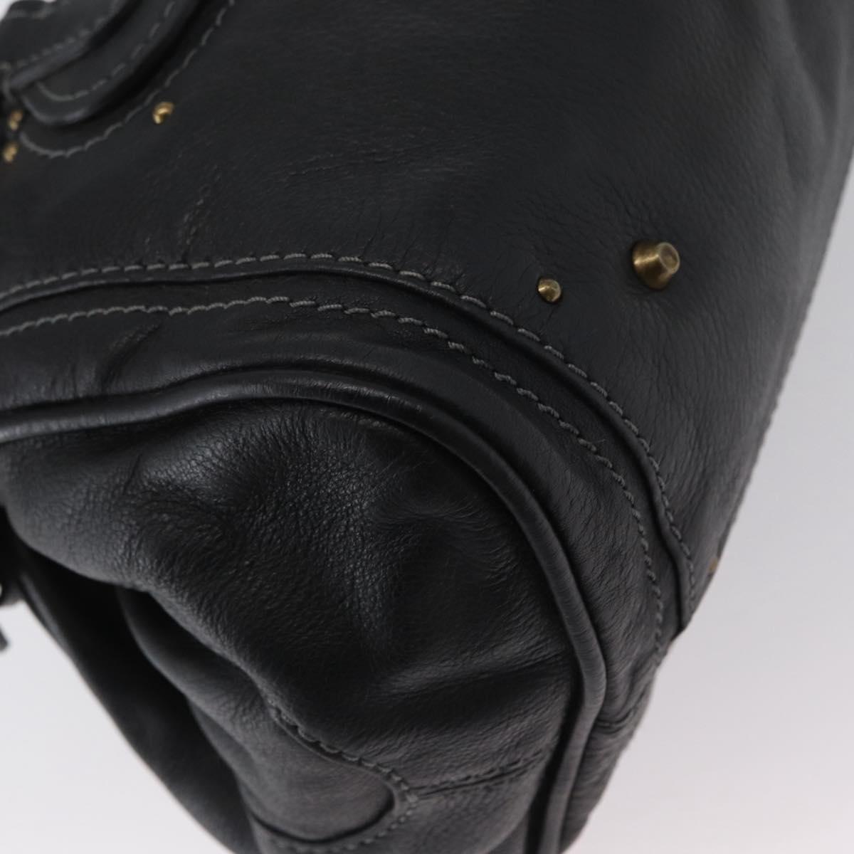 Chloe Paddington Hand Bag Leather Black Gold Silver Auth am10860SAV