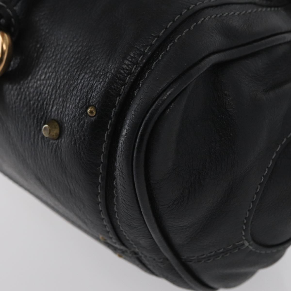 Chloe Paddington Hand Bag Leather Black Gold Silver Auth am10860SAV