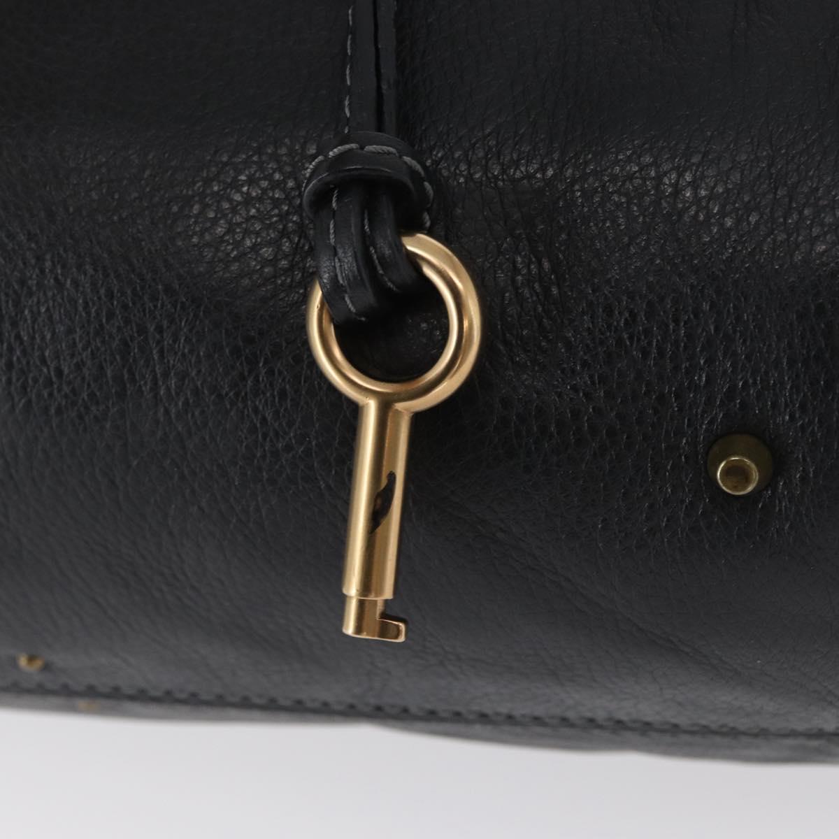 Chloe Paddington Hand Bag Leather Black Gold Silver Auth am10860SAV