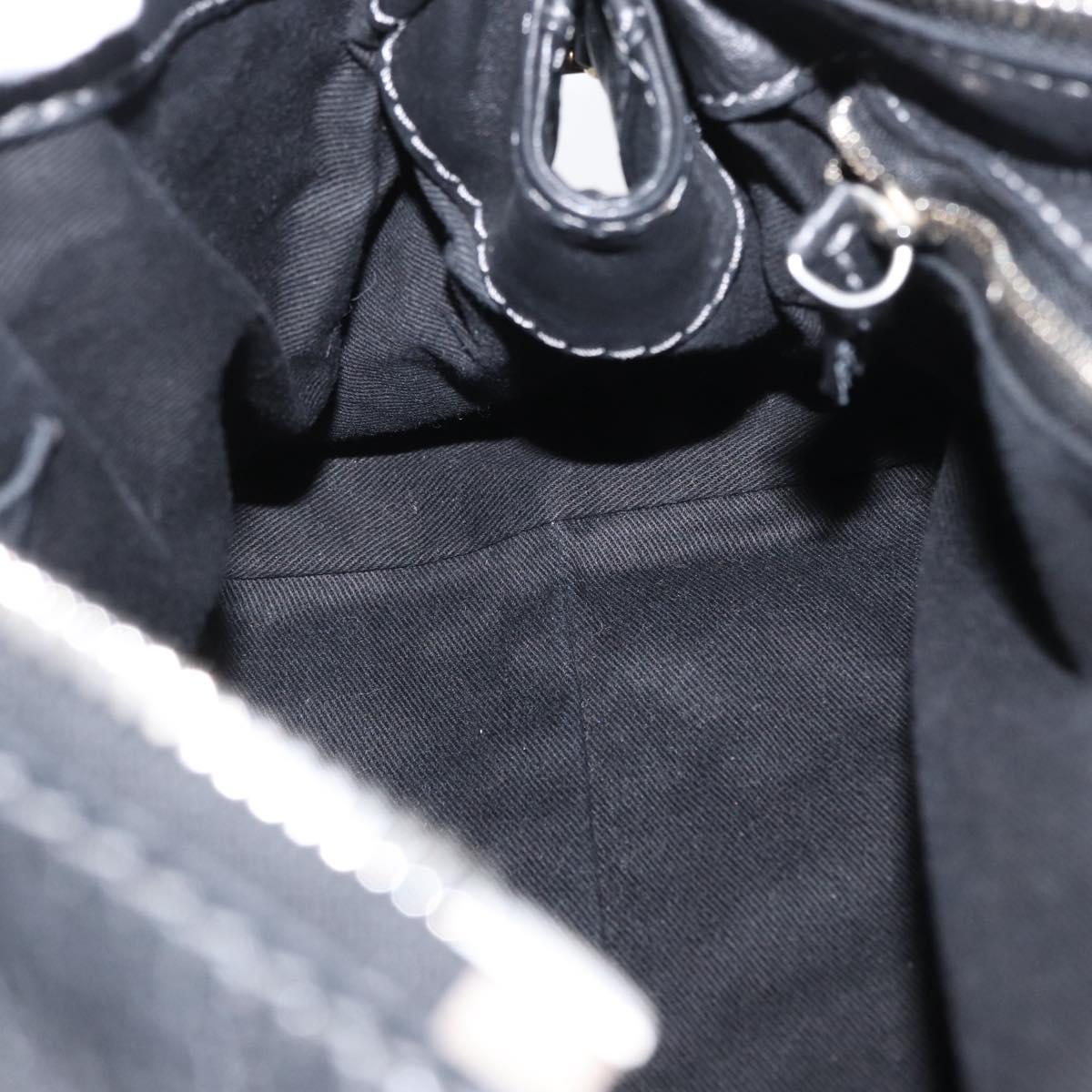 Chloe Paddington Hand Bag Leather Black Gold Silver Auth am10860SAV