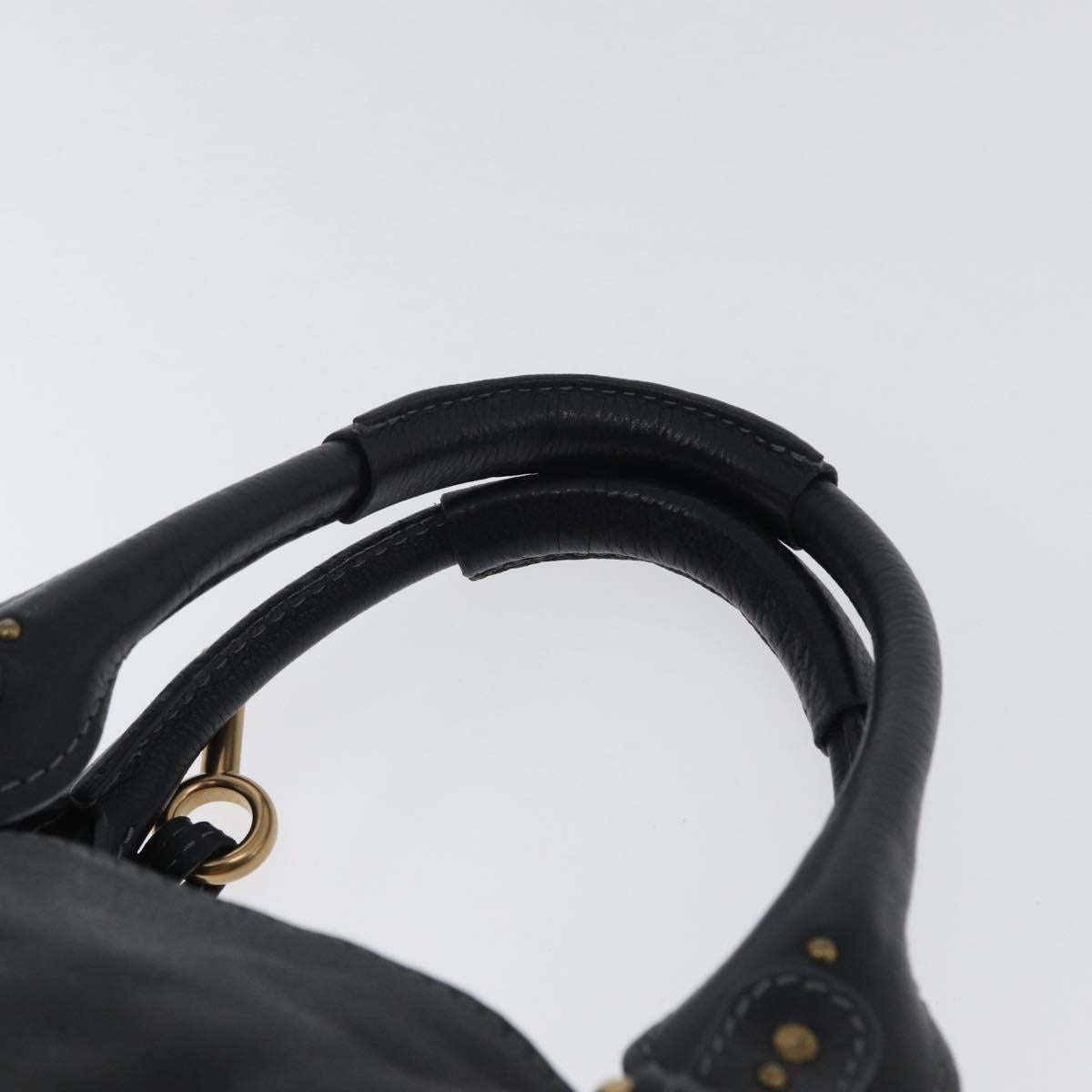 Chloe Paddington Hand Bag Leather Black Gold Silver Auth am10860SAV
