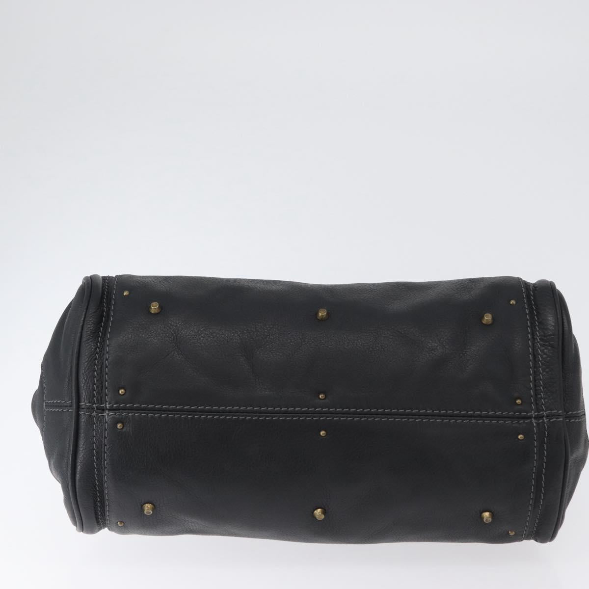 Chloe Paddington Hand Bag Leather Black Gold Silver Auth am10860SAV