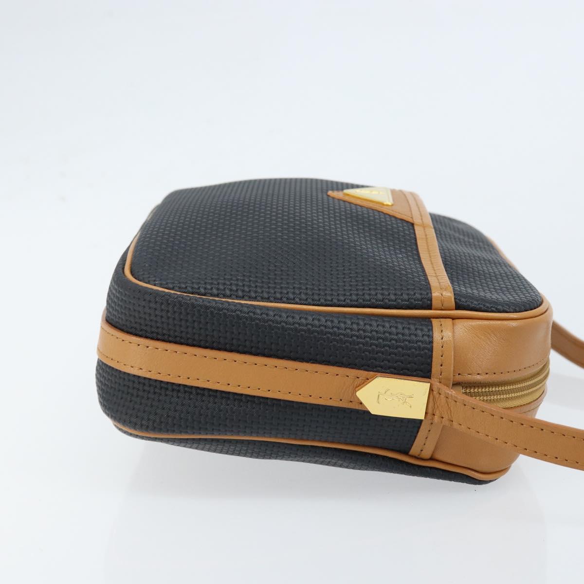 SAINT LAURENT Shoulder Bag PVC Navy Gold Auth am10861V