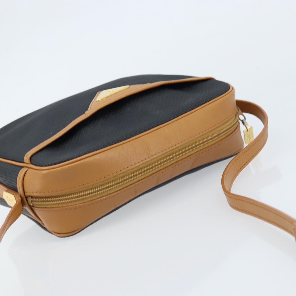 SAINT LAURENT Shoulder Bag PVC Navy Gold Auth am10861V