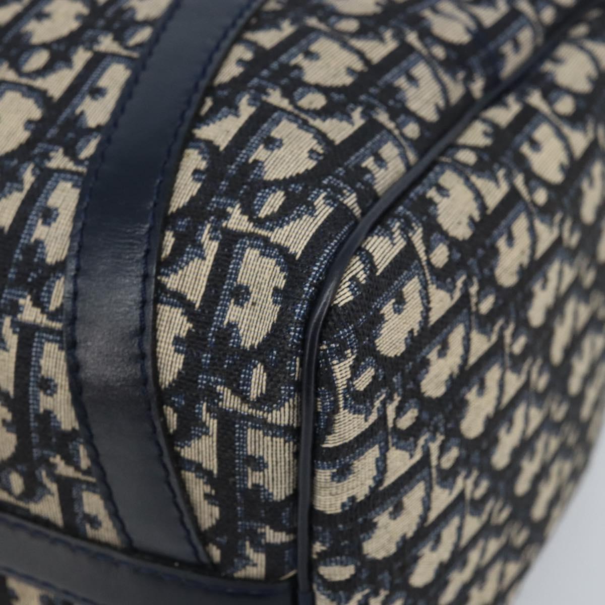 Christian Dior Trotter Canvas mini Boston Bag Navy Silver Auth am10864V