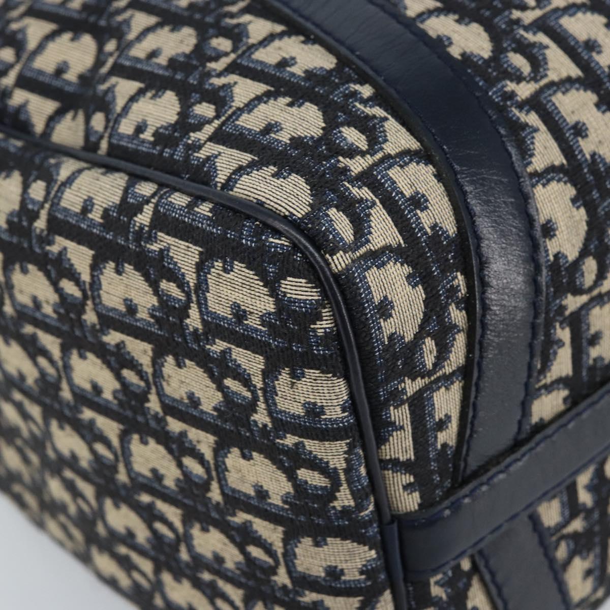 Christian Dior Trotter Canvas mini Boston Bag Navy Silver Auth am10864V