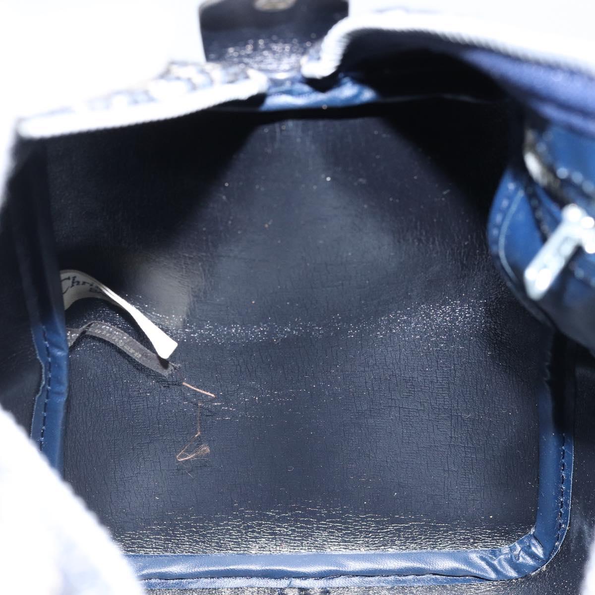Christian Dior Trotter Canvas mini Boston Bag Navy Silver Auth am10864V