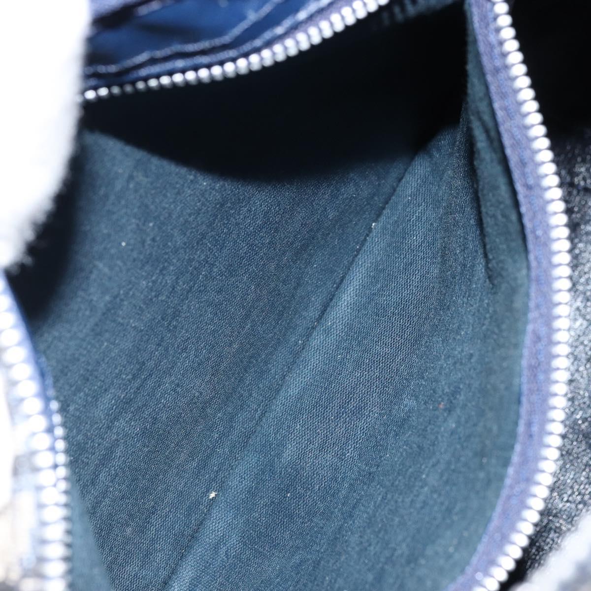 Christian Dior Trotter Canvas mini Boston Bag Navy Silver Auth am10864V