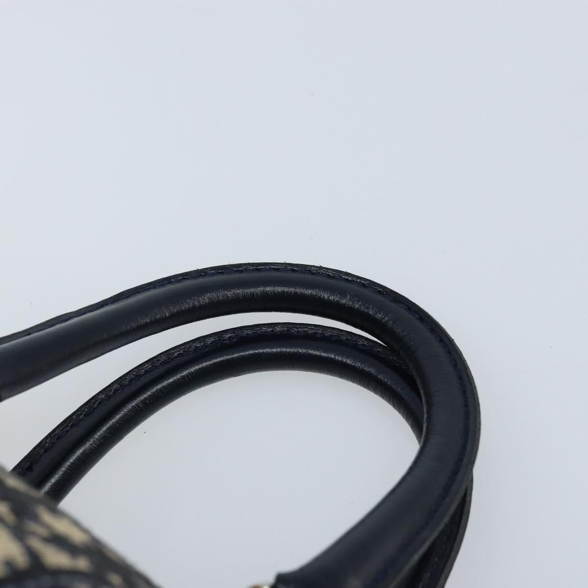 Christian Dior Trotter Canvas mini Boston Bag Navy Silver Auth am10864V