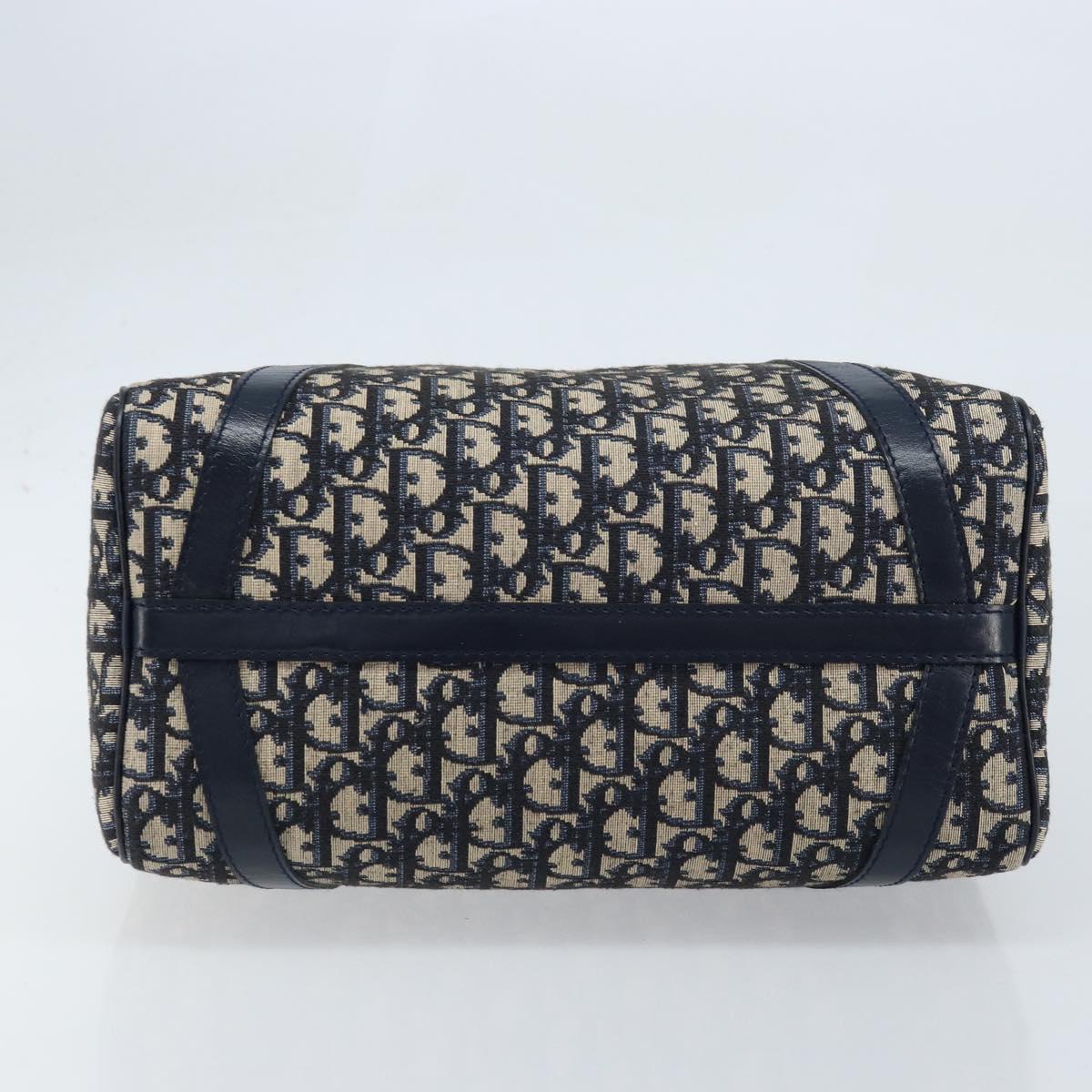 Christian Dior Trotter Canvas mini Boston Bag Navy Silver Auth am10864V