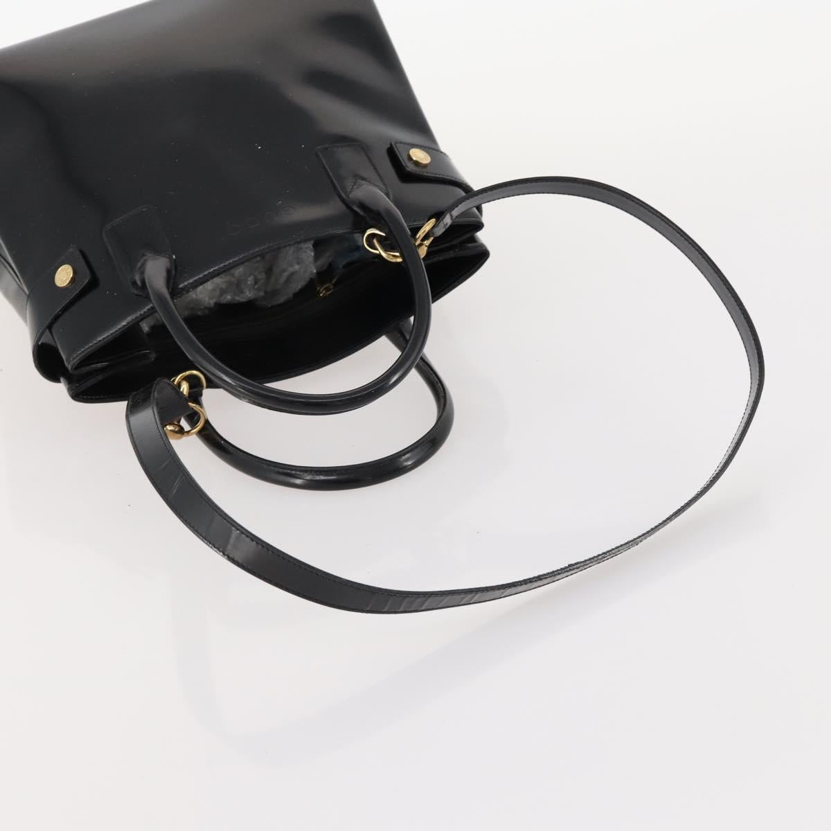 GUCCI Tote Bag Patent leather 2way Black Gold 000 1669 0503 Auth am10865