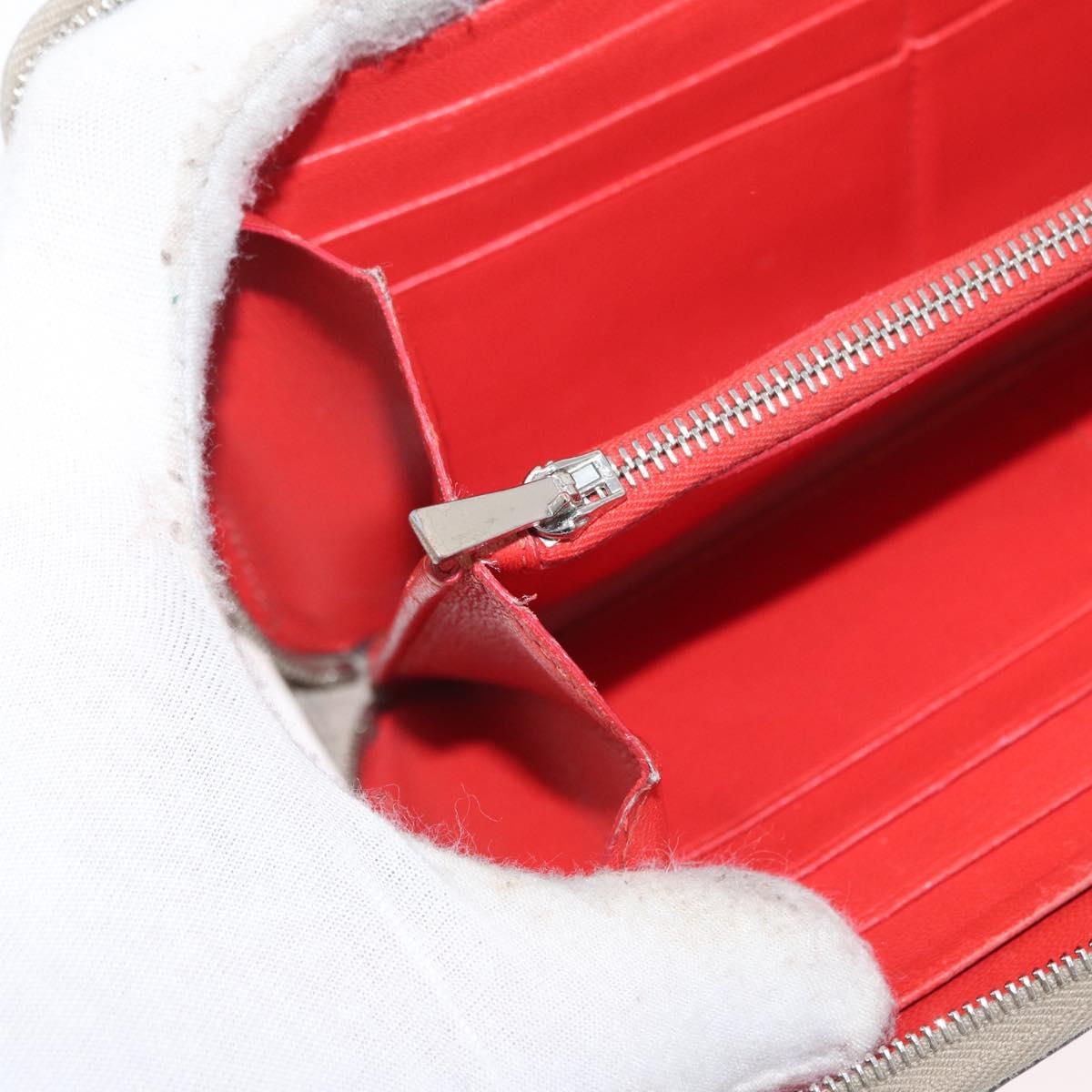 CELINE Long Wallet Leather Beige Silver Auth am10868