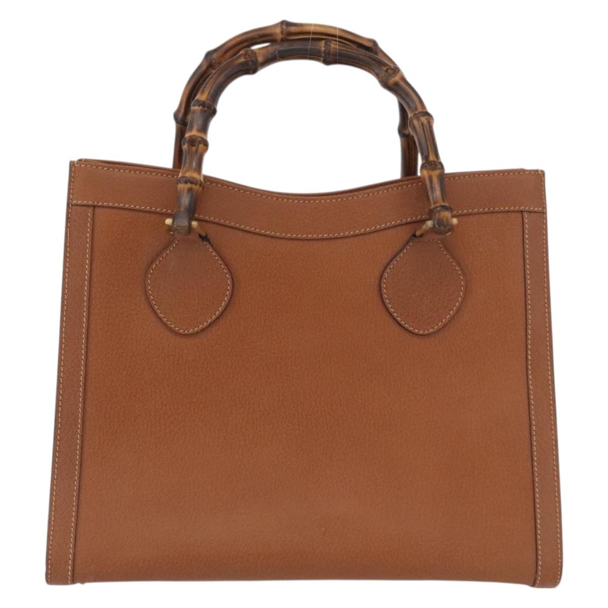 GUCCI Bamboo Hand Bag Leather Brown Gold 002 2853 0260 0 Auth am10871