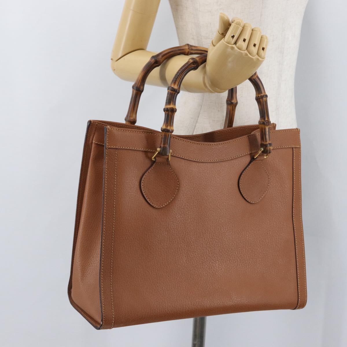 GUCCI Bamboo Hand Bag Leather Brown Gold 002 2853 0260 0 Auth am10871
