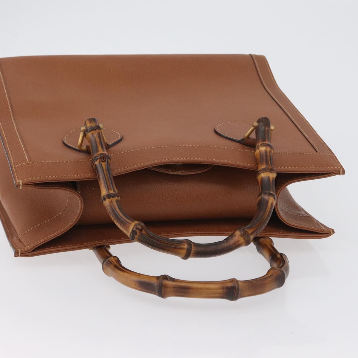 GUCCI Bamboo Hand Bag Leather Brown Gold 002 2853 0260 0 Auth am10871