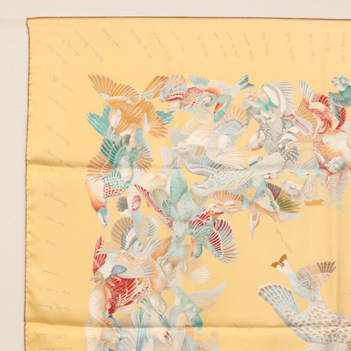 HERMES Carre 90 Scarf ""L'INTRUS"" Silk Yellow Auth am10872V