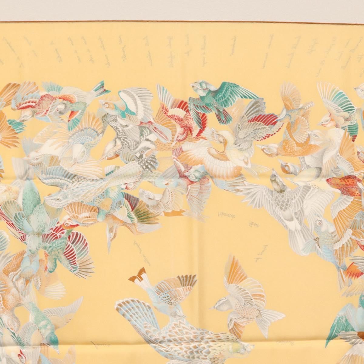 HERMES Carre 90 Scarf ""L'INTRUS"" Silk Yellow Auth am10872V