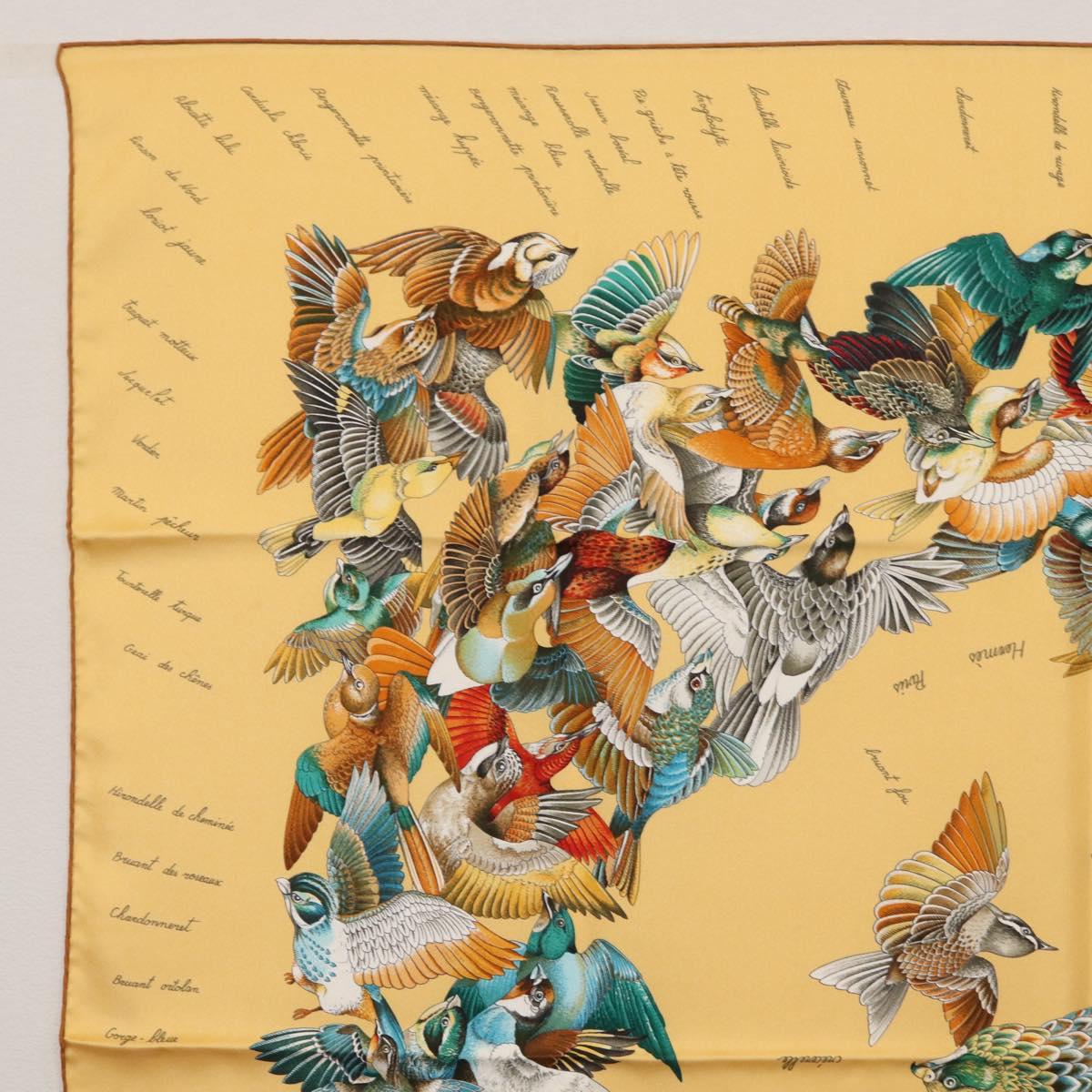 HERMES Carre 90 Scarf ""L'INTRUS"" Silk Yellow Auth am10872V
