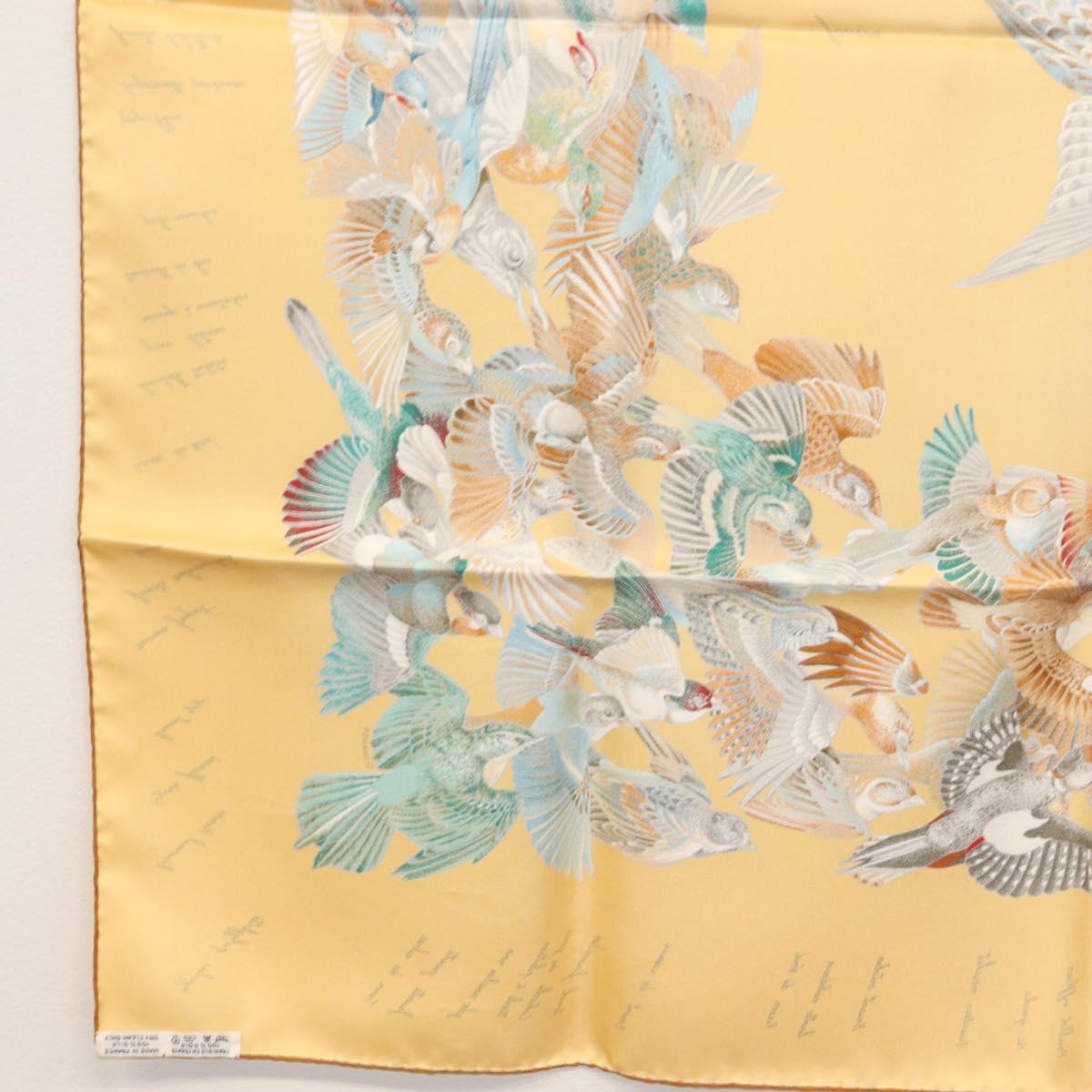HERMES Carre 90 Scarf ""L'INTRUS"" Silk Yellow Auth am10872V