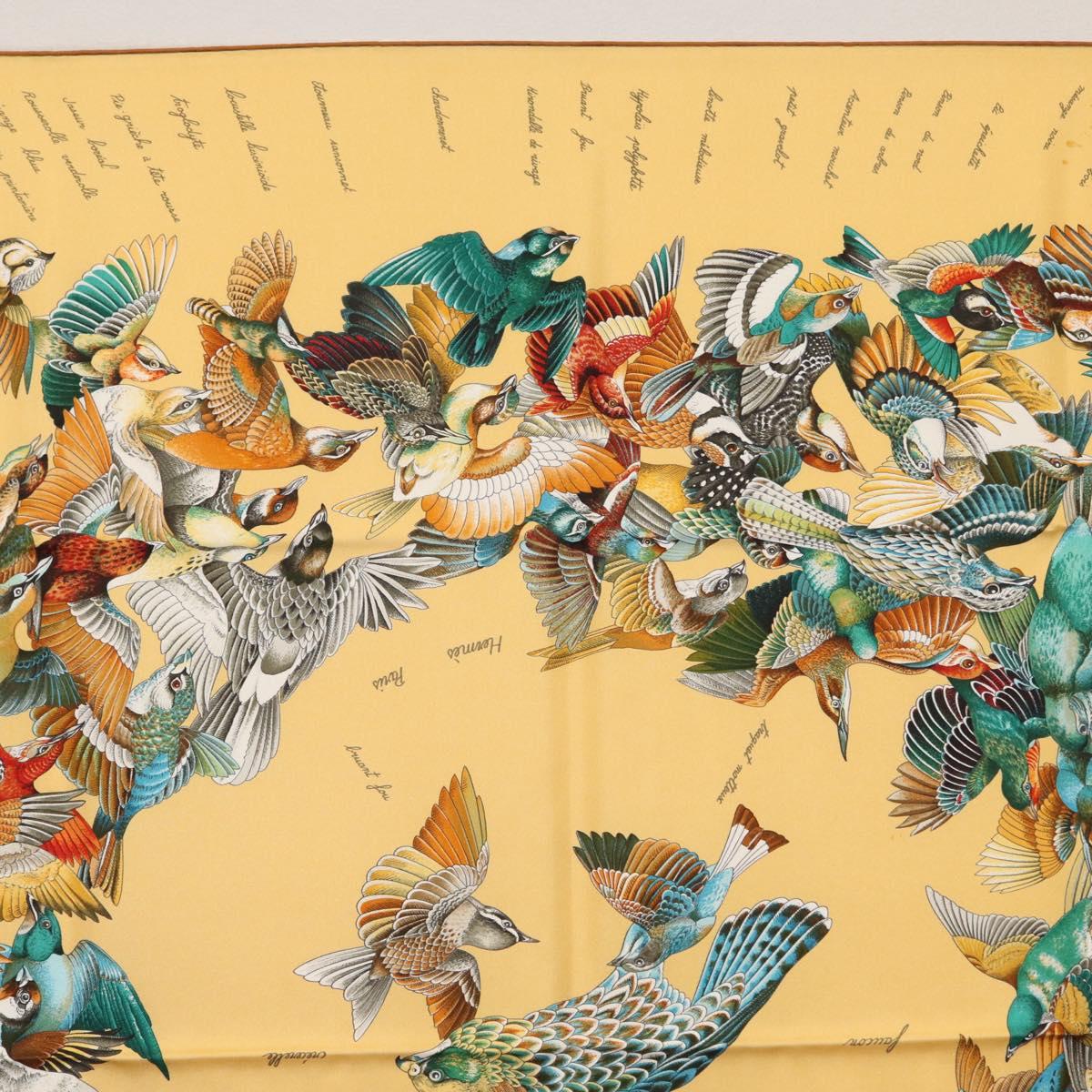 HERMES Carre 90 Scarf ""L'INTRUS"" Silk Yellow Auth am10872V