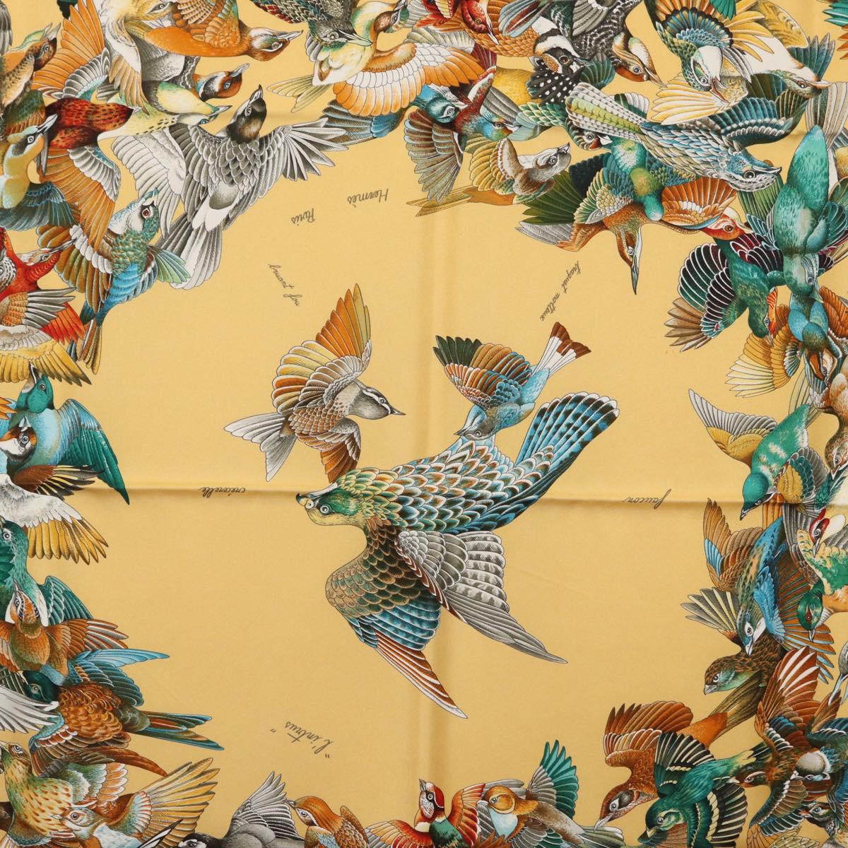 HERMES Carre 90 Scarf ""L'INTRUS"" Silk Yellow Auth am10872V