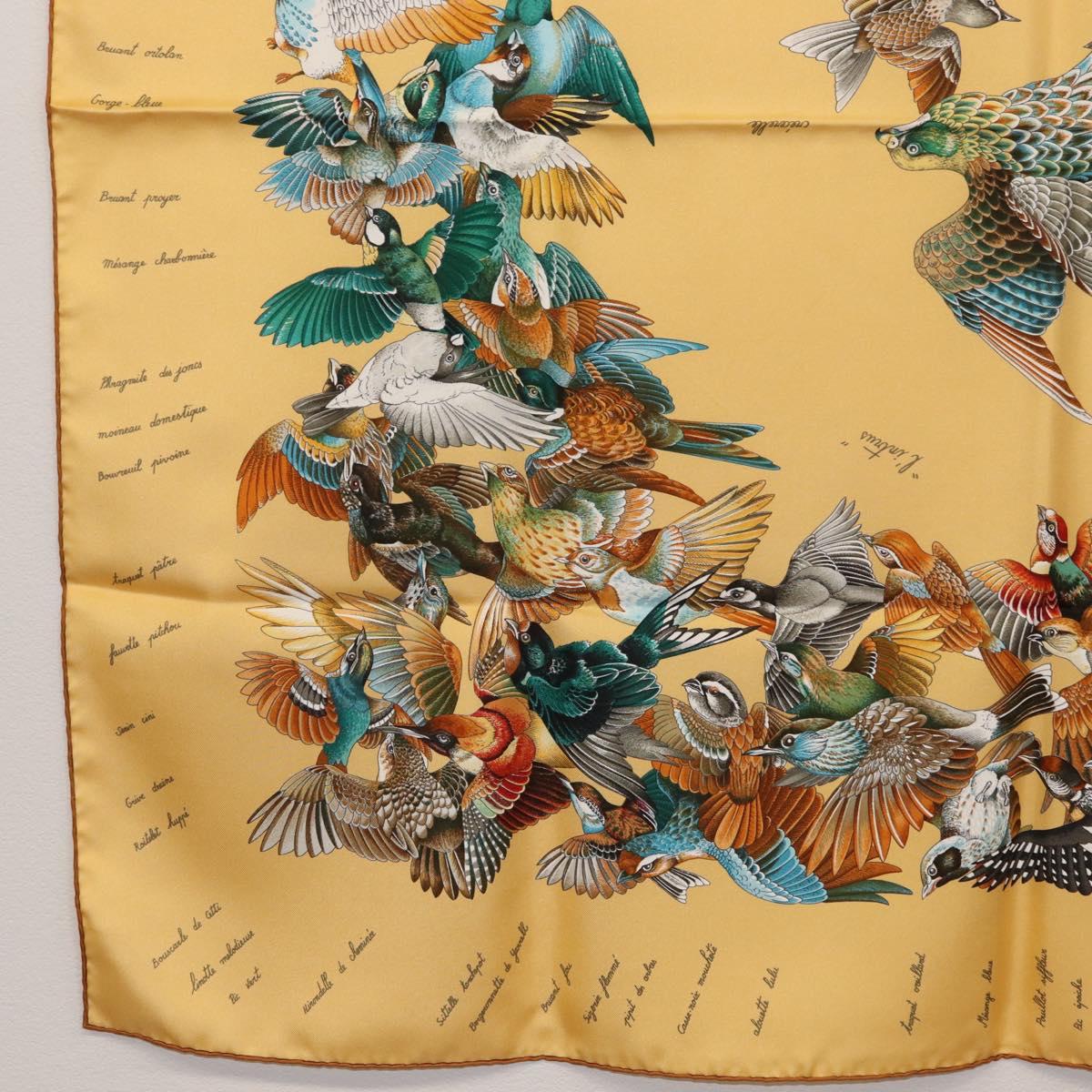 HERMES Carre 90 Scarf ""L'INTRUS"" Silk Yellow Auth am10872V