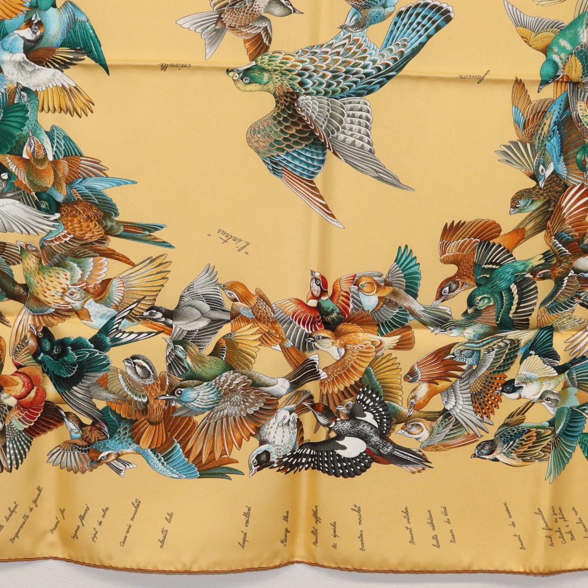 HERMES Carre 90 Scarf ""L'INTRUS"" Silk Yellow Auth am10872V