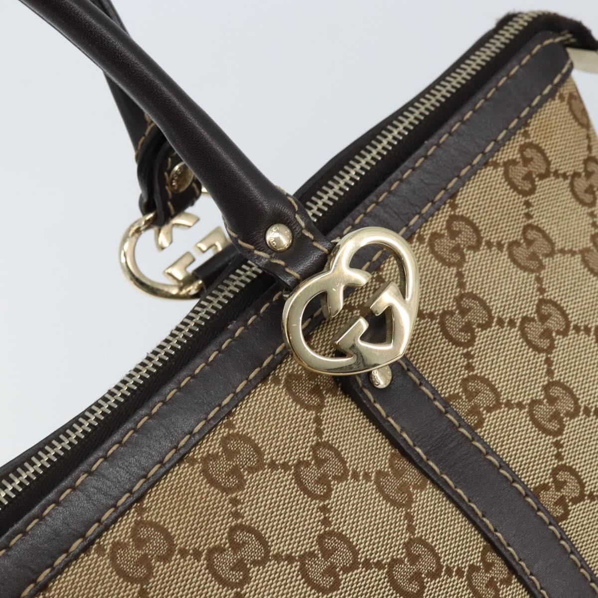 GUCCI GG Canvas Lovely Hand Bag Beige Gold 257069 Auth am10873V