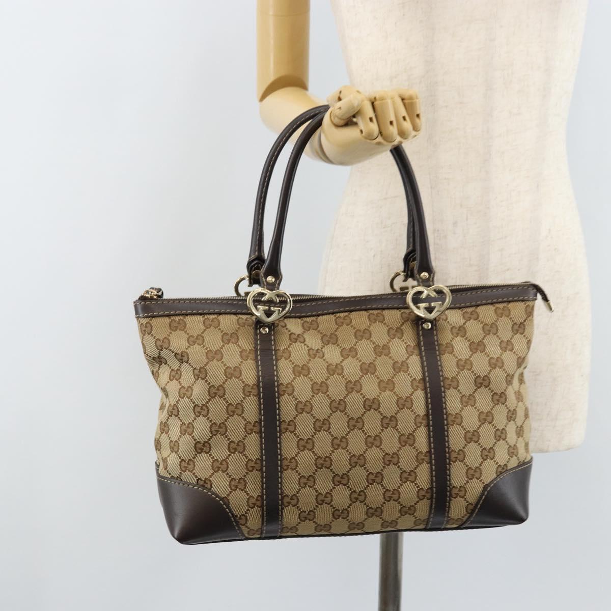 GUCCI GG Canvas Lovely Hand Bag Beige Gold 257069 Auth am10873V