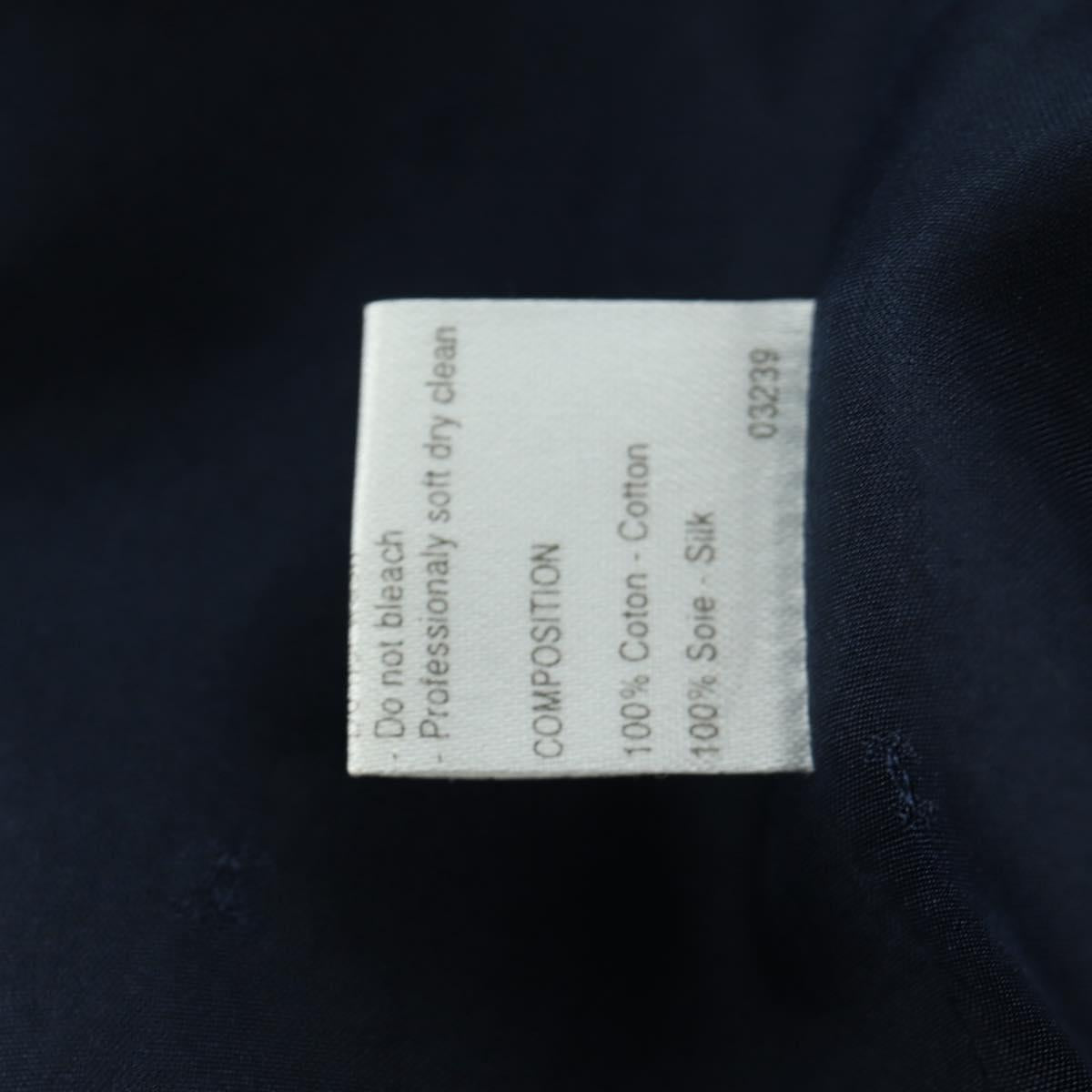 CHANEL Double Breasted jacket Coat cotton Navy CC Auth am10874V