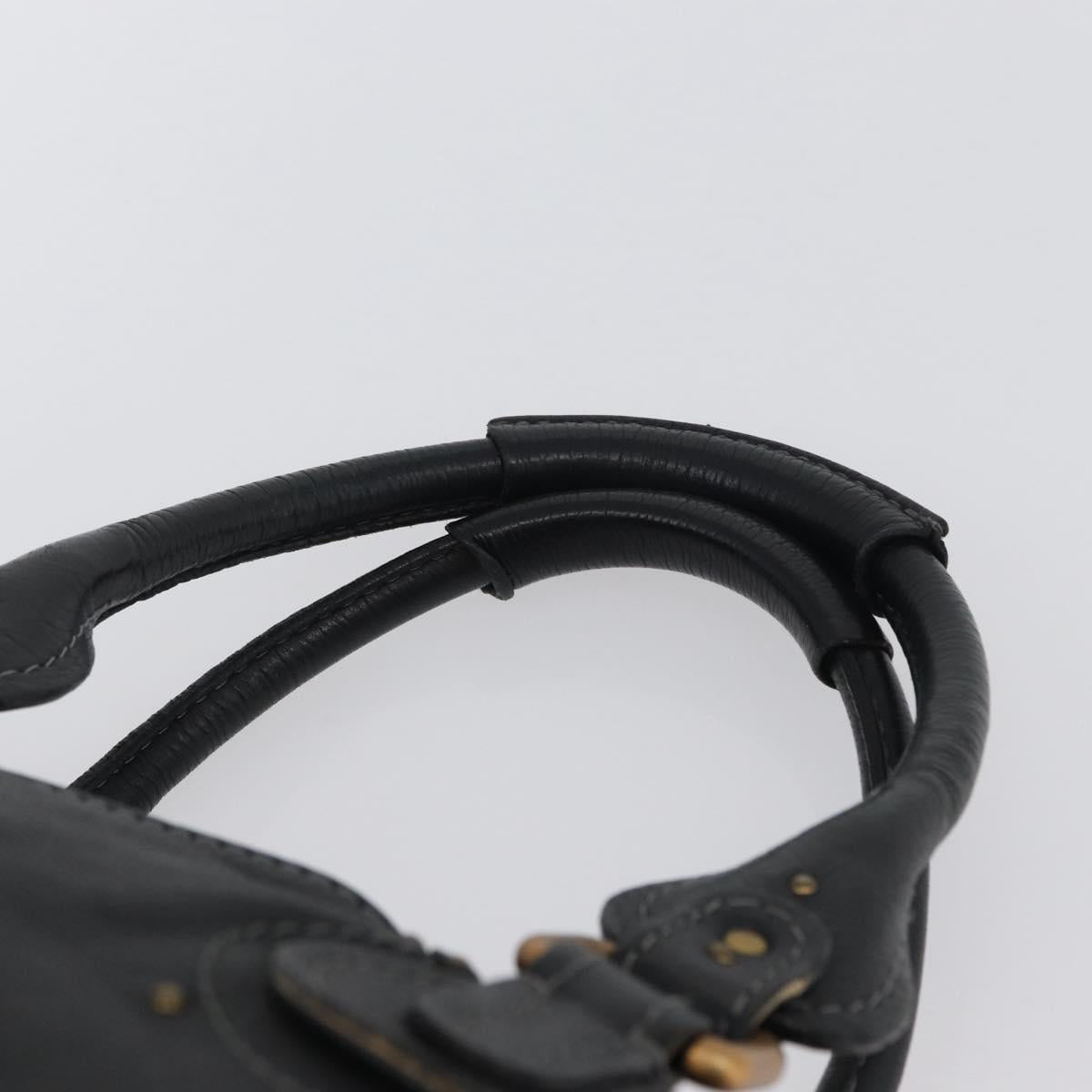 Chloe Paddington Hand Bag Leather Black Gold Silver Auth am10875SAV