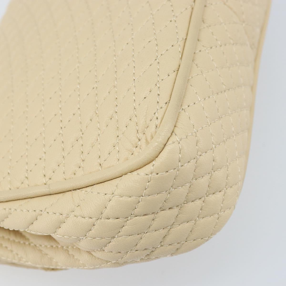 BALLY Chain Shoulder Bag Leather Beige Gold Auth am10887V