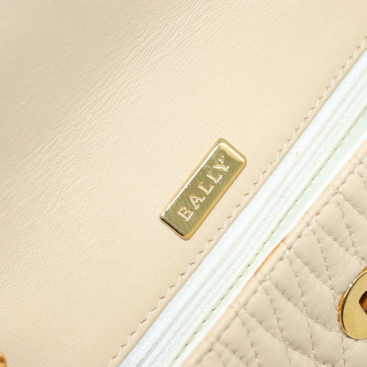 BALLY Chain Shoulder Bag Leather Beige Gold Auth am10887V