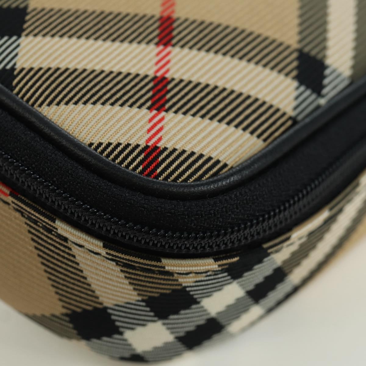 BURBERRY Nova Check Pouch Nylon Beige Silver Auth am10890V