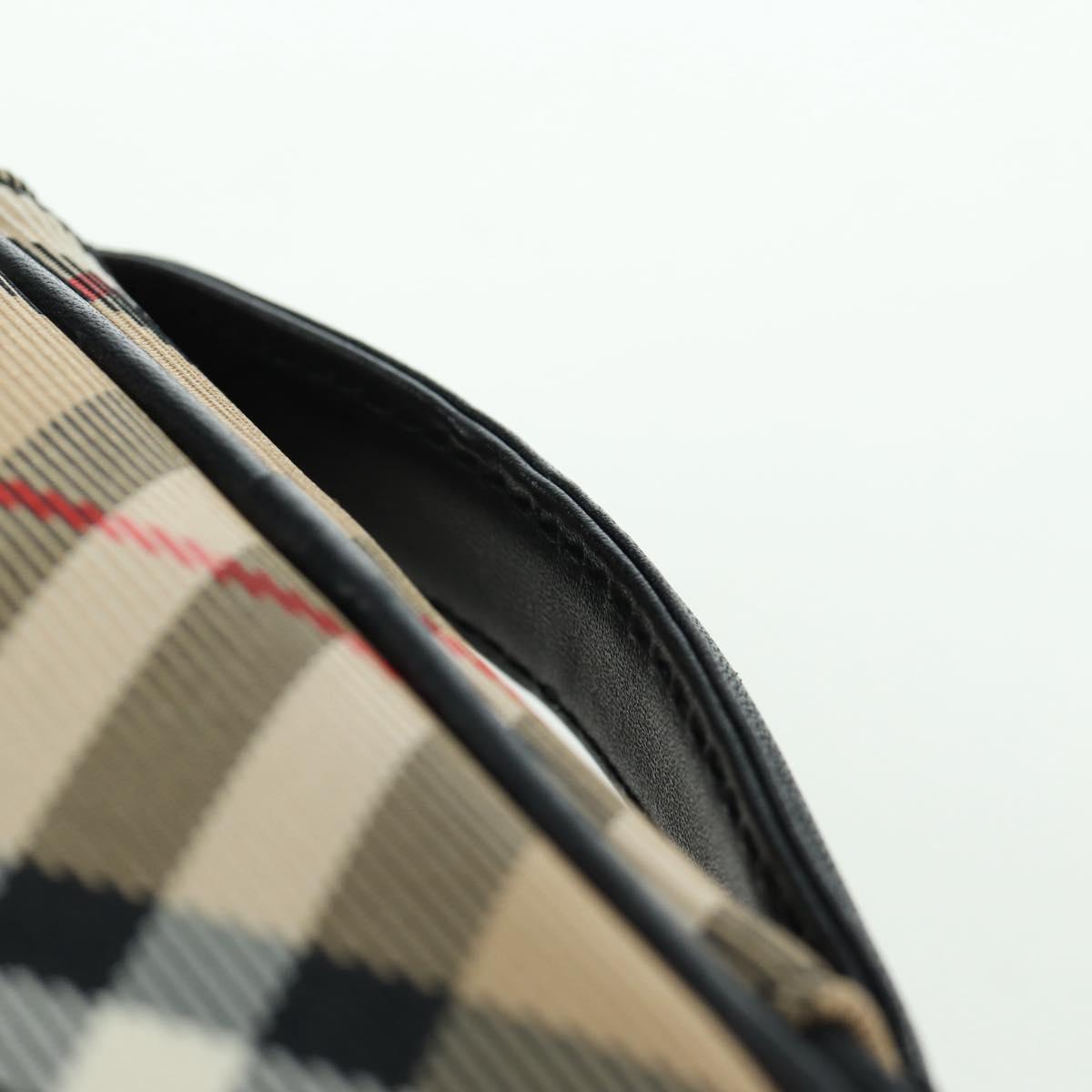 BURBERRY Nova Check Pouch Nylon Beige Silver Auth am10890V