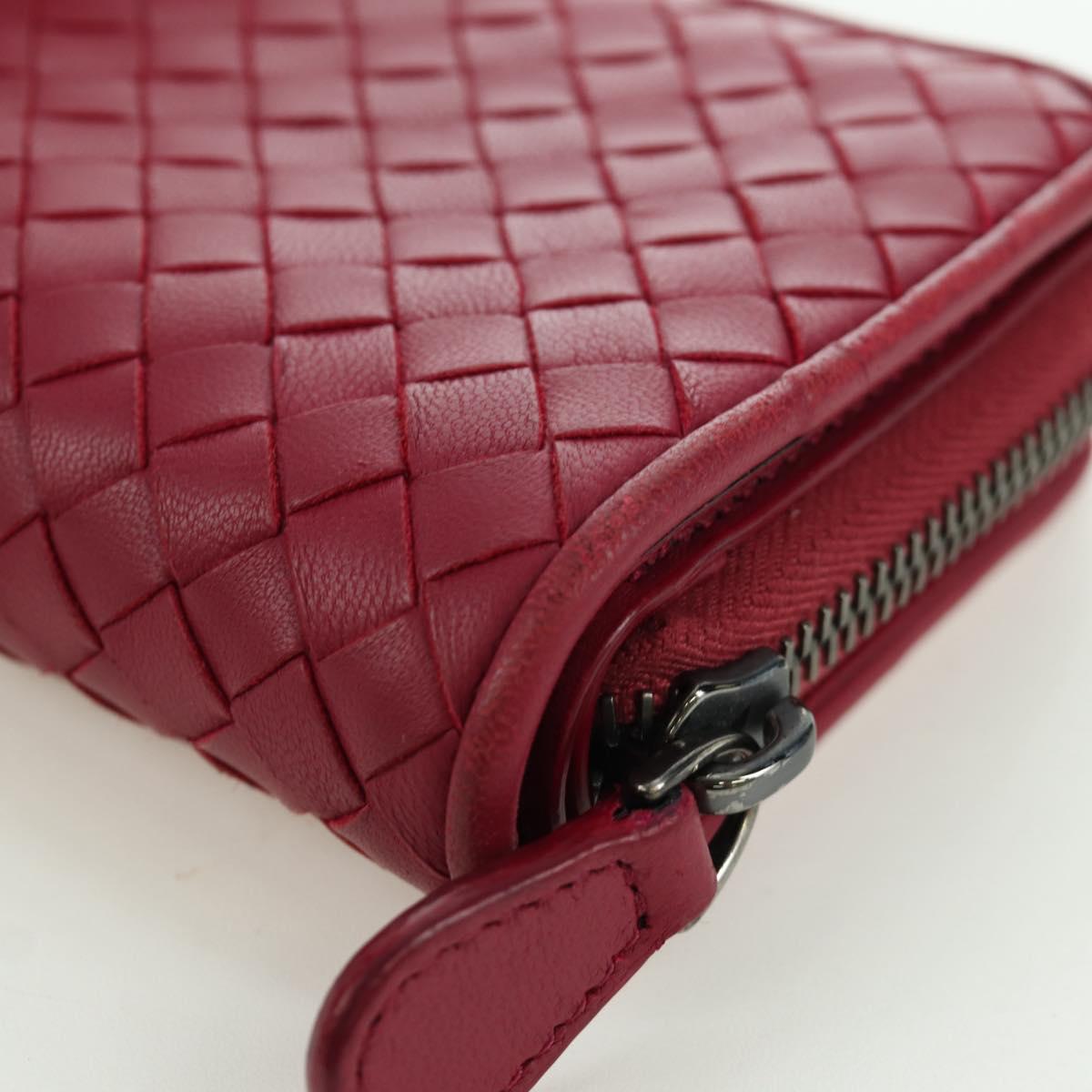 BOTTEGA VENETA INTRECCIATO Round Compact Wallet Leather Pink Auth am10894V