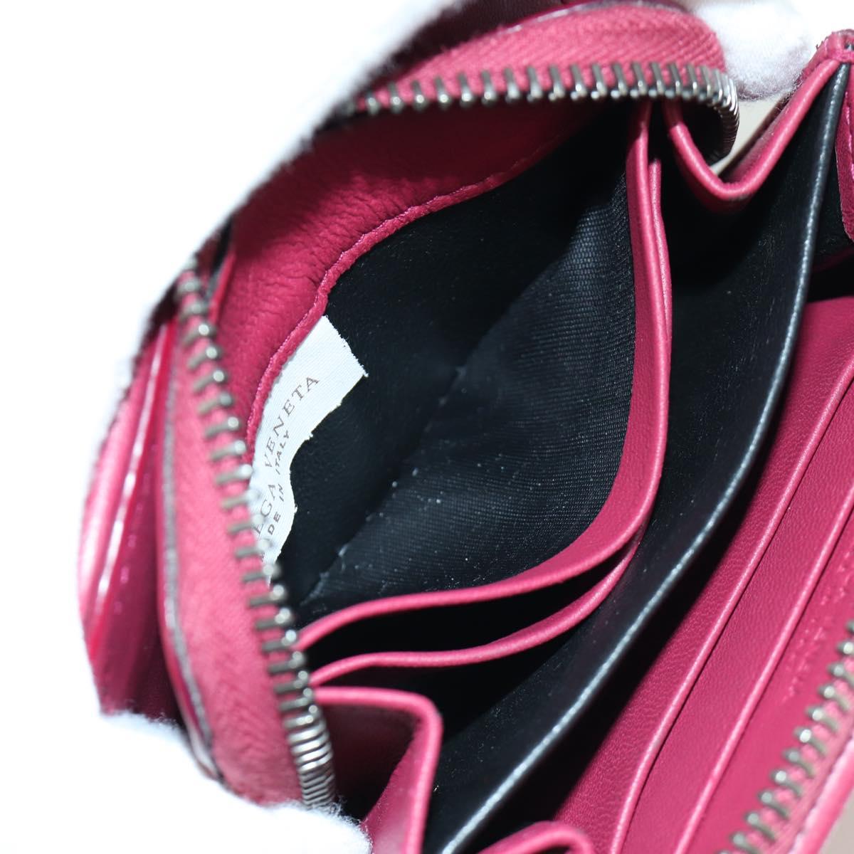 BOTTEGA VENETA INTRECCIATO Round Compact Wallet Leather Pink Auth am10894V