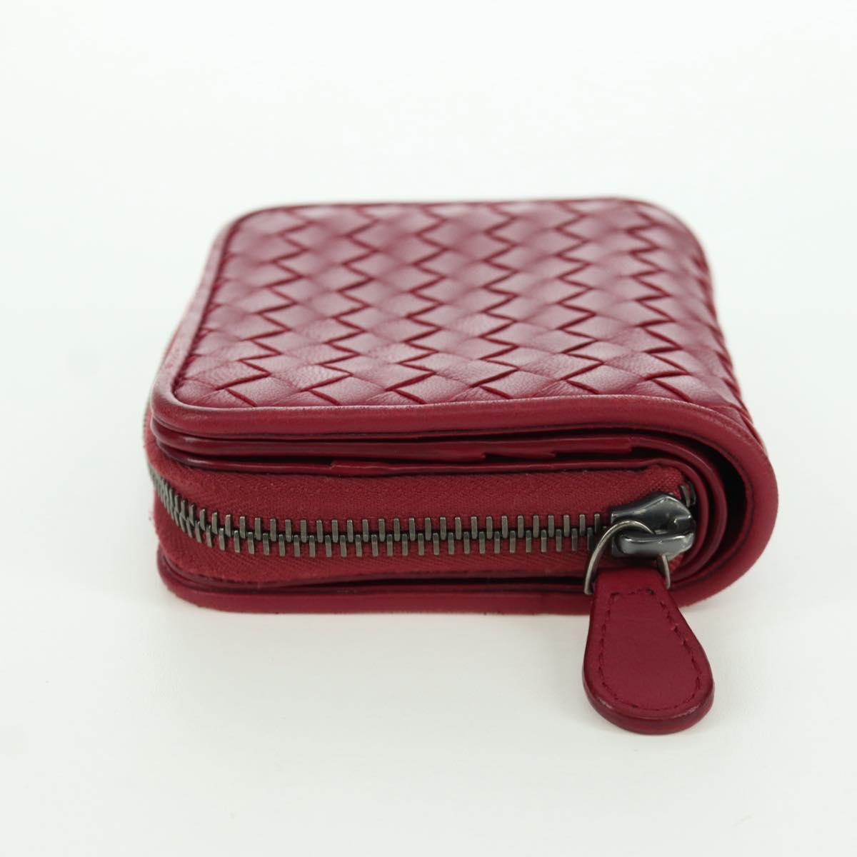 BOTTEGA VENETA INTRECCIATO Round Compact Wallet Leather Pink Auth am10894V