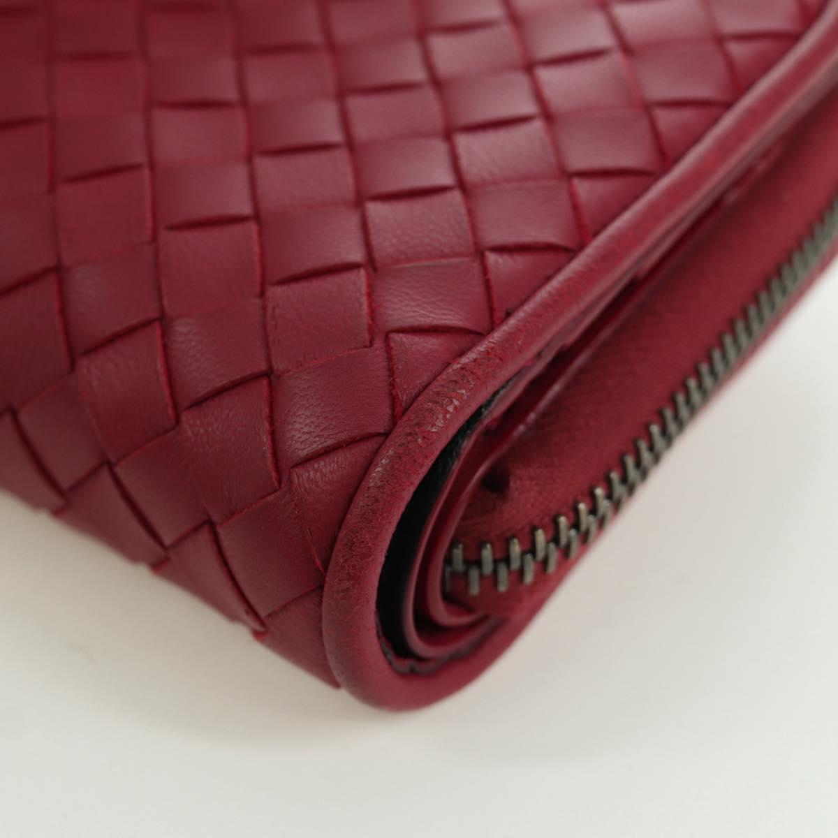 BOTTEGA VENETA INTRECCIATO Round Compact Wallet Leather Pink Auth am10894V