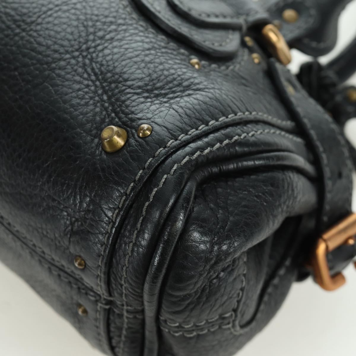 Chloe Mini Paddington Hand Bag Leather Black Gold Silver Auth am10897SAV