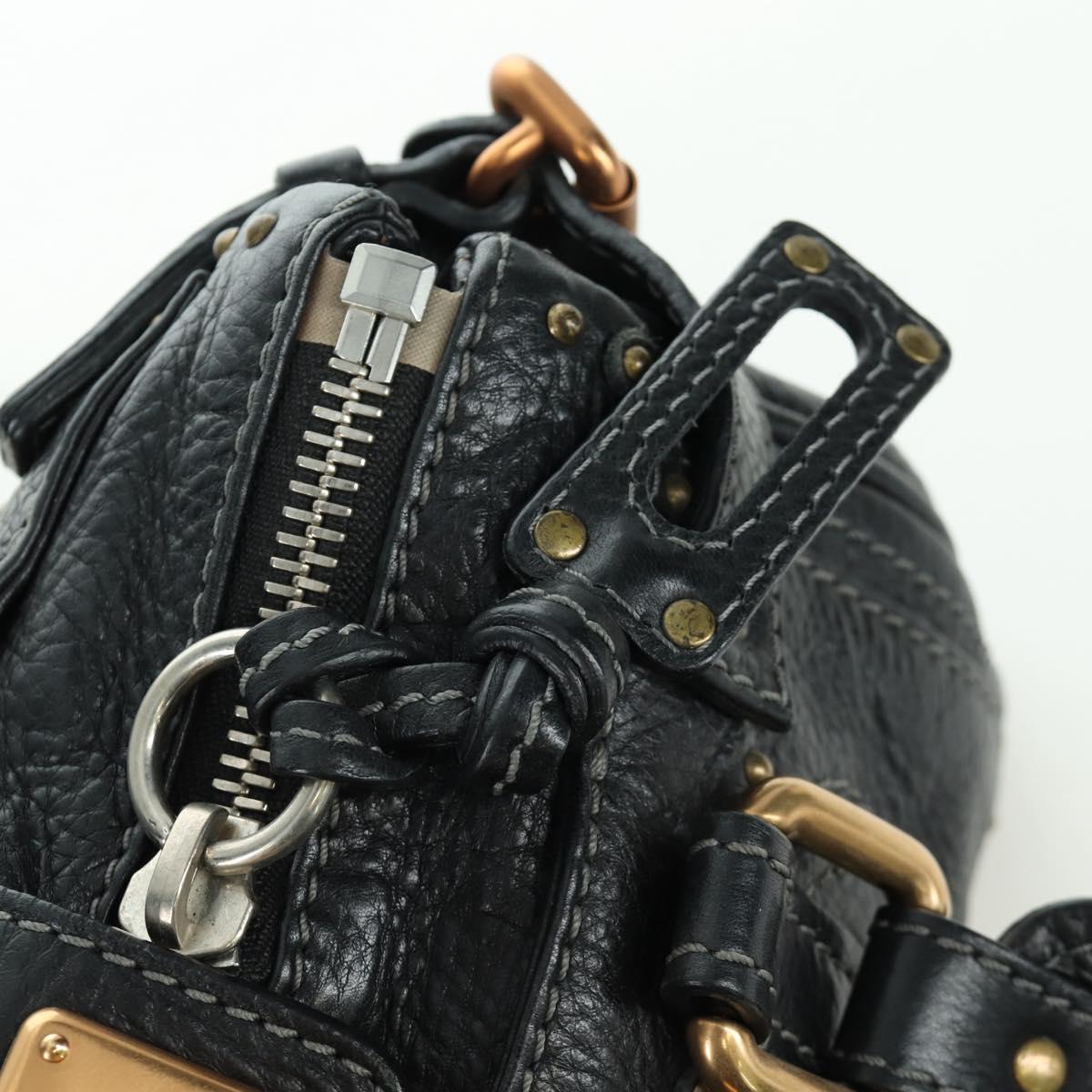 Chloe Mini Paddington Hand Bag Leather Black Gold Silver Auth am10897SAV