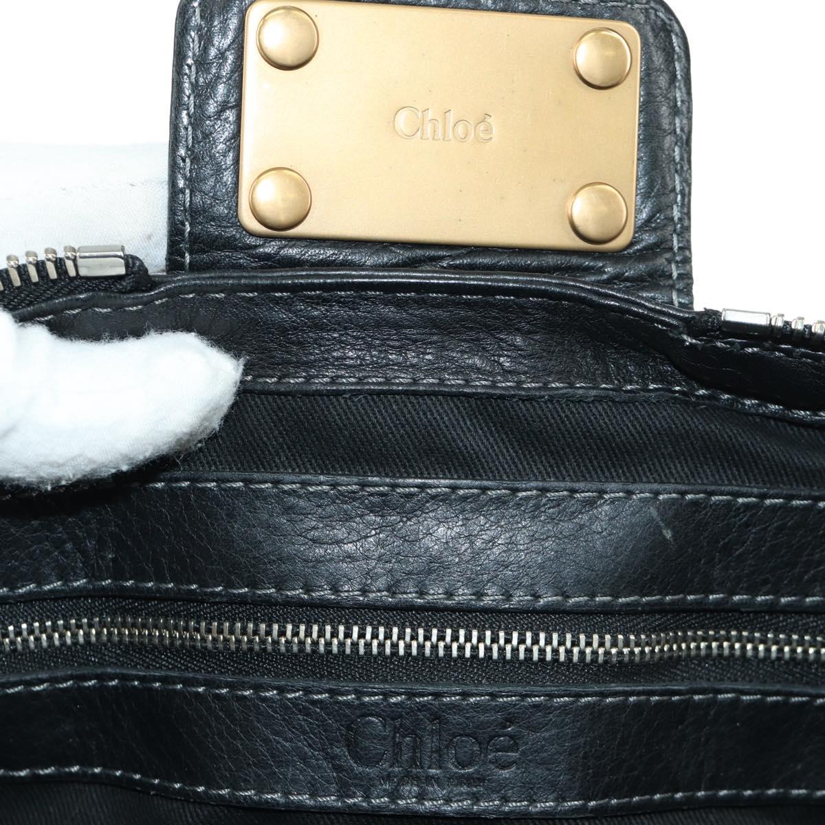 Chloe Mini Paddington Hand Bag Leather Black Gold Silver Auth am10897SAV