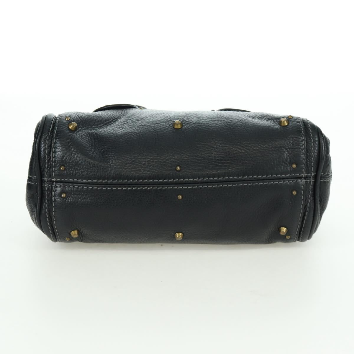 Chloe Mini Paddington Hand Bag Leather Black Gold Silver Auth am10897SAV